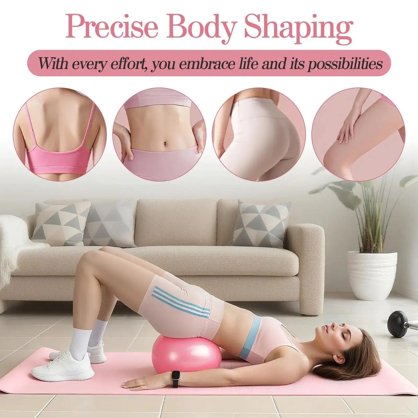 New Pilates fitness ball and fitness ring set, Pilates fitness ring, elastic band exercise, aerobic fitness equipment, core trai