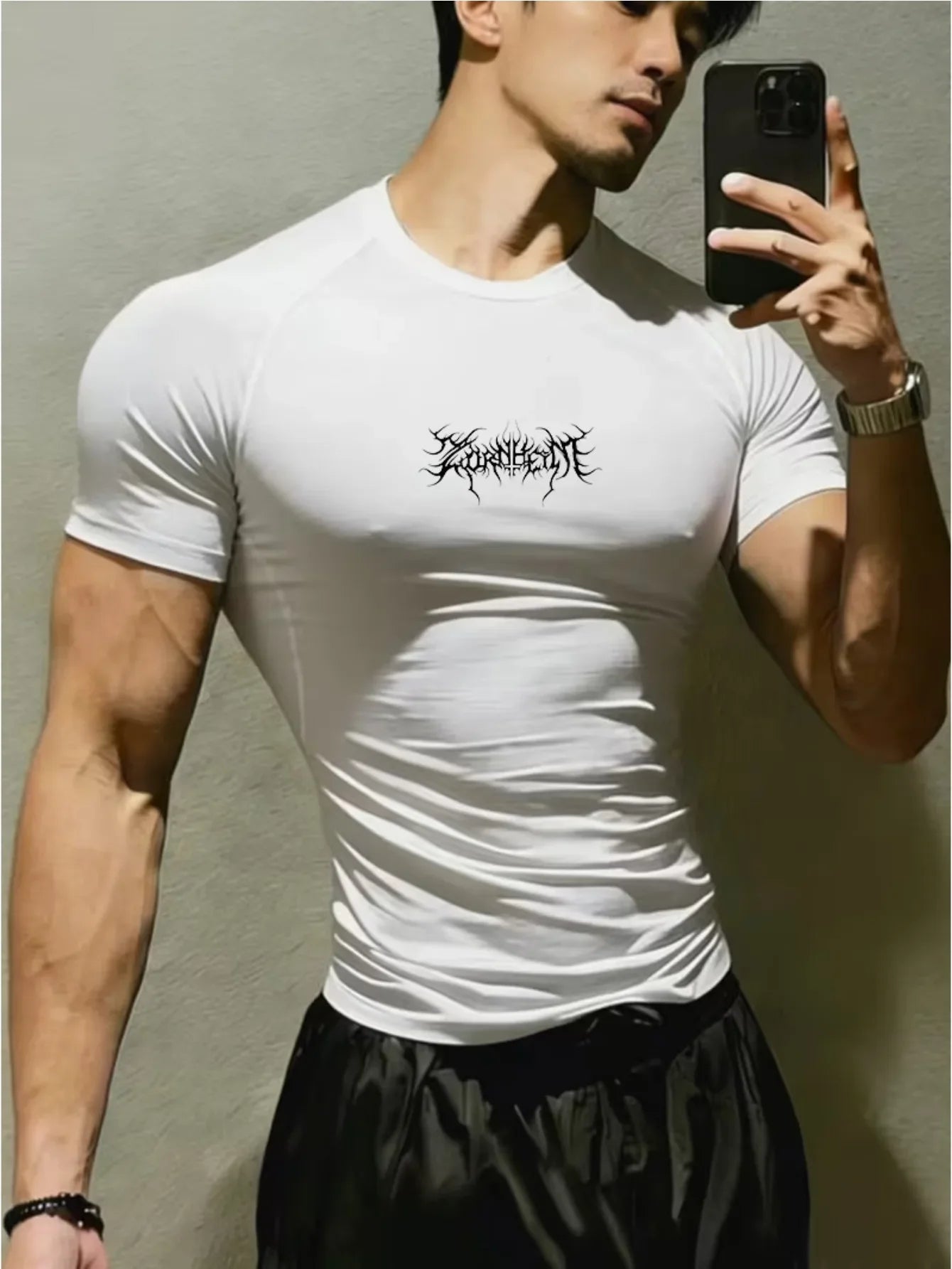 New men's and women's fitness clothes, Gothic line printing, elastic quick drying breathable fabric suitable for fitness