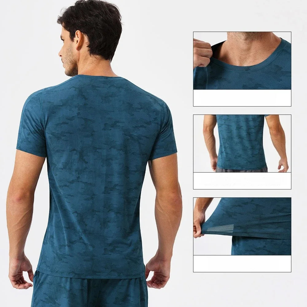 Fitness Training Sweatshirt Running T-shirt Men Gym Sportswear Cooling T-shirt Men's Short Sleeve Tee Workout Sports Gym Top