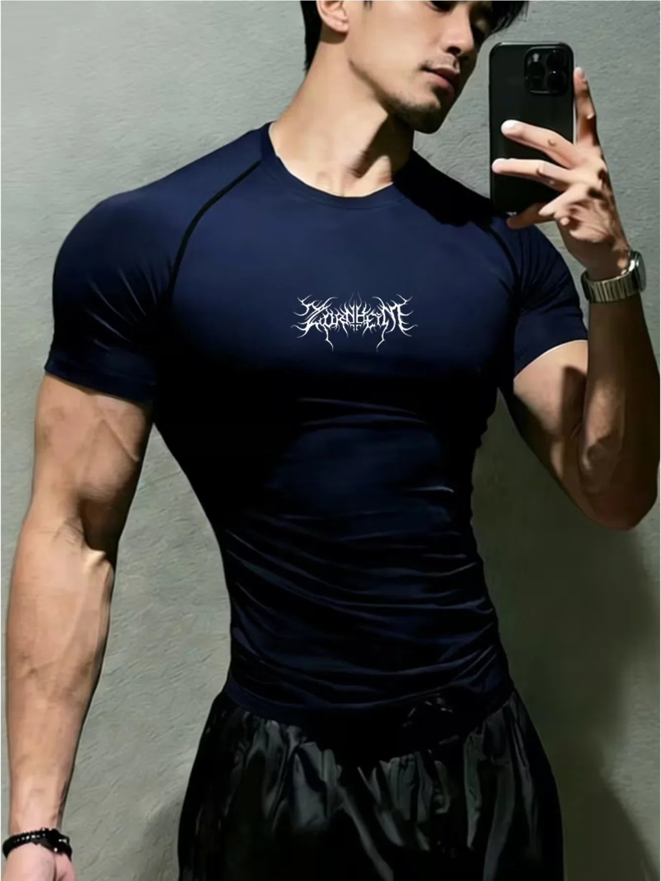 New men's and women's fitness clothes, Gothic line printing, elastic quick drying breathable fabric suitable for fitness