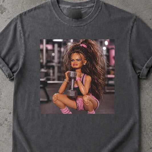 Fitness Doll Face Emoji T-shirt: Satirical and Humorous Fitness Doll Pattern T-shirt Summer Edition, Casual Men's T-shirt