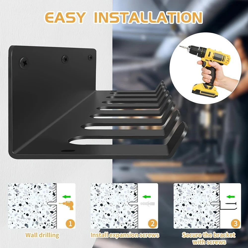[Fitness Equipment Organizer] Multifunctional Black Iron Wall-Mounted Fitness Equipment Organizer - Perfect Gift for Home Gym