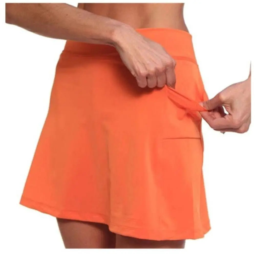 Fitness Sports Skirt Shorts High Waist Breathable Running Tennis Golf Shorts with Pockets Casual Slim Knee-Length Bottoms