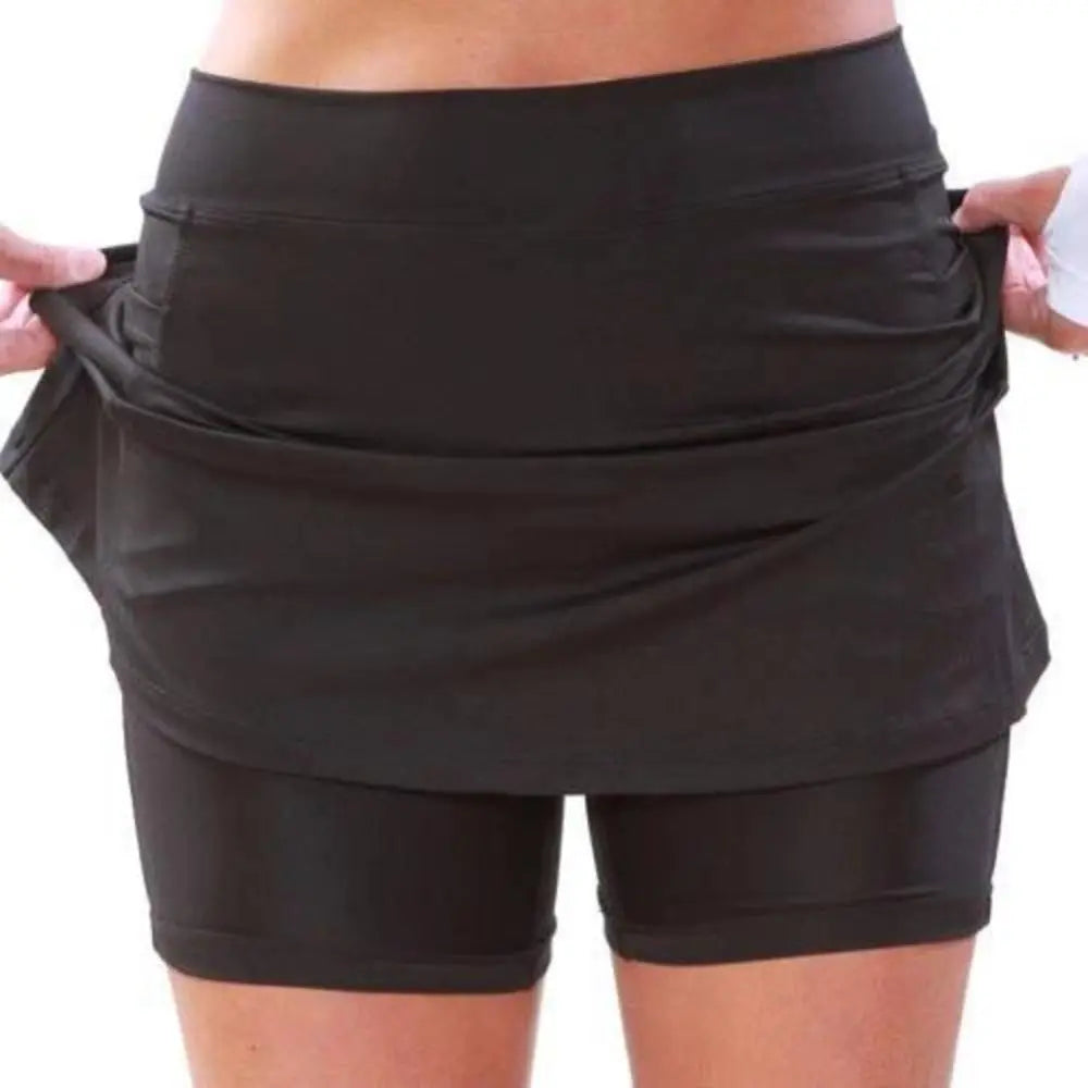 Fitness Sports Skirt Shorts High Waist Breathable Running Tennis Golf Shorts with Pockets Casual Slim Knee-Length Bottoms