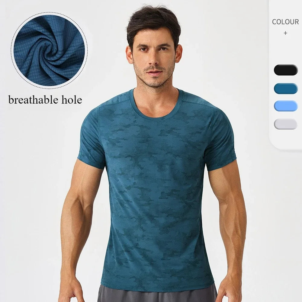 Fitness Training Sweatshirt Running T-shirt Men Gym Sportswear Cooling T-shirt Men's Short Sleeve Tee Workout Sports Gym Top