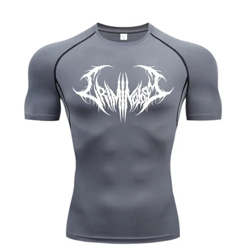 Fitness T-shirts for Men Fitness Gym Compression Moisture-Wicking Gym Breathable Quick Drying Running Sweat Absorbing Tight Fit