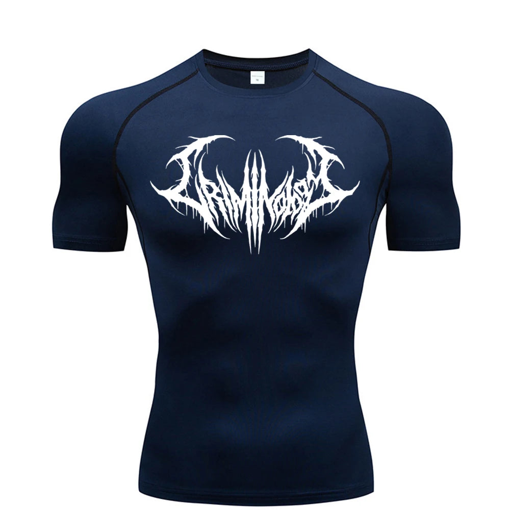 Fitness T-shirts for Men Fitness Gym Compression Moisture-Wicking Gym Breathable Quick Drying Running Sweat Absorbing Tight Fit