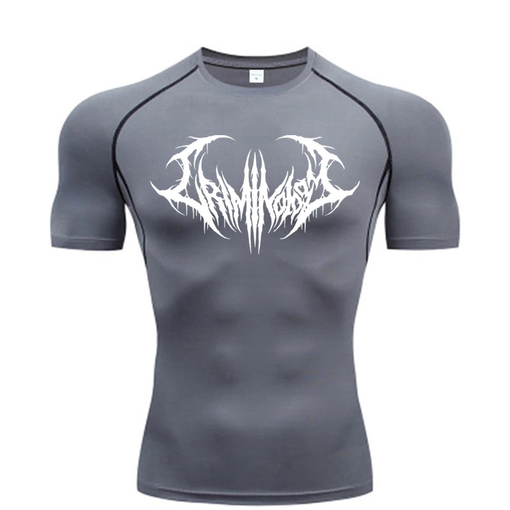 Fitness T-shirts for Men Fitness Gym Compression Moisture-Wicking Gym Breathable Quick Drying Running Sweat Absorbing Tight Fit