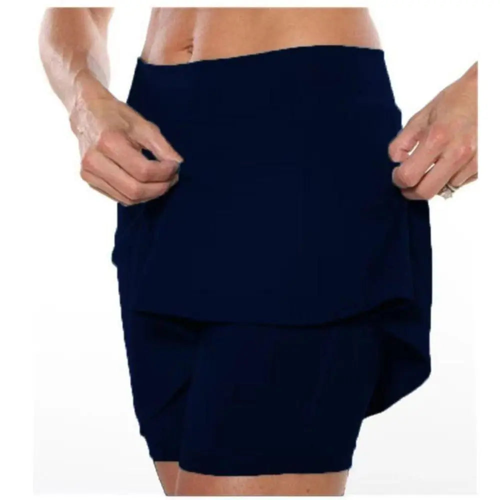 Fitness Sports Skirt Shorts High Waist Breathable Running Tennis Golf Shorts with Pockets Casual Slim Knee-Length Bottoms