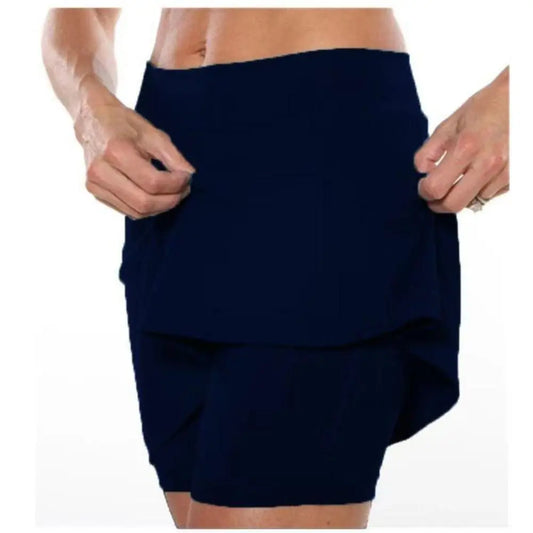 Fitness Sports Skirt Shorts High Waist Breathable Running Tennis Golf Shorts with Pockets Casual Slim Knee-Length Bottoms