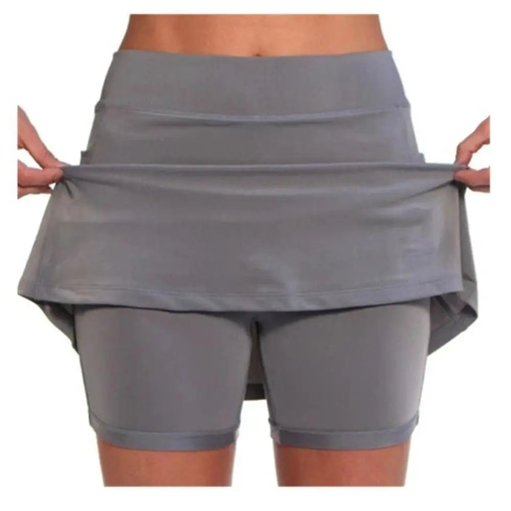 Fitness Sports Skirt Shorts High Waist Breathable Running Tennis Golf Shorts with Pockets Casual Slim Knee-Length Bottoms