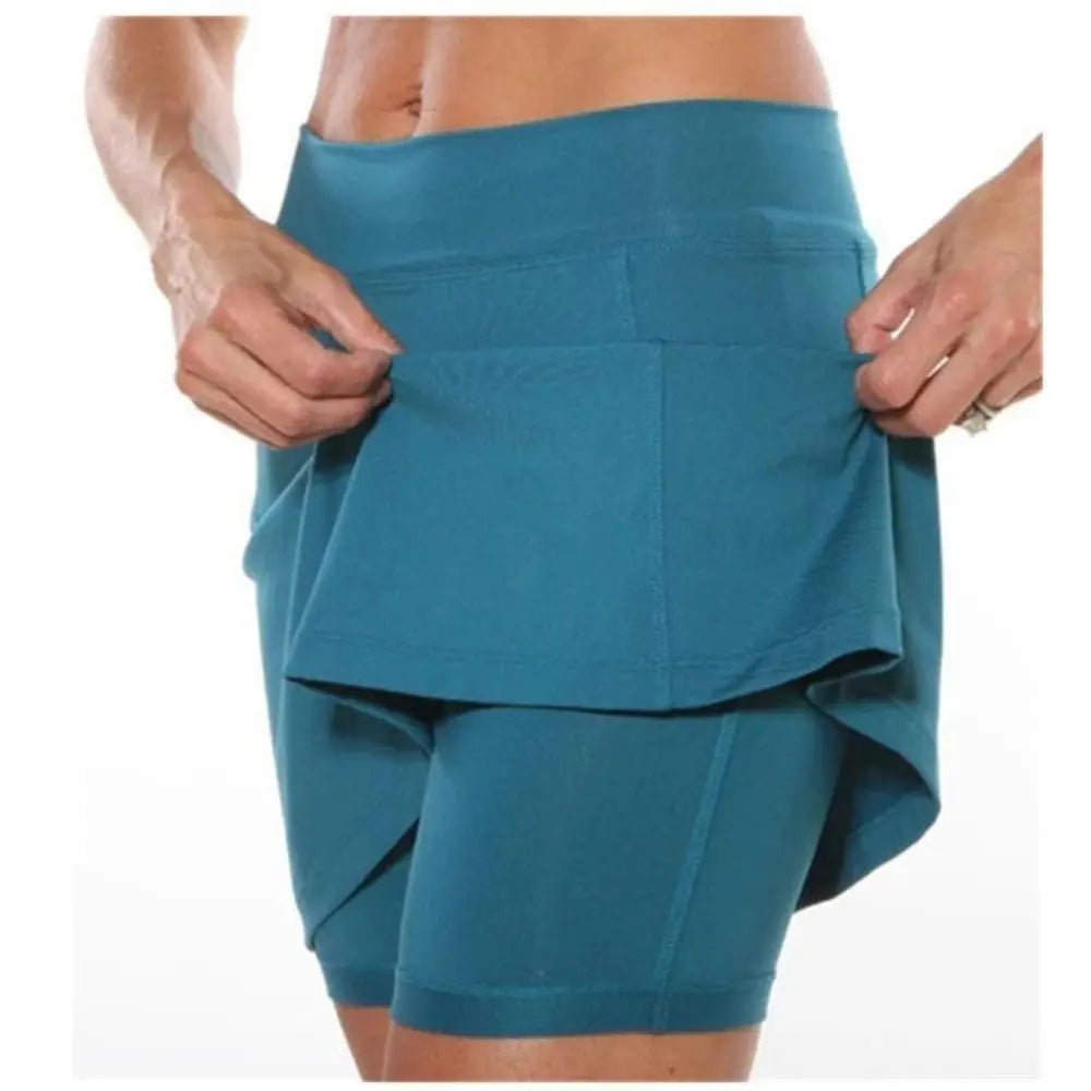 Fitness Sports Skirt Shorts High Waist Breathable Running Tennis Golf Shorts with Pockets Casual Slim Knee-Length Bottoms