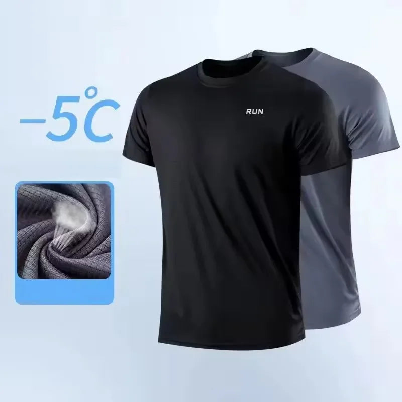Fitness T-shirt - New Summer Men's Quick-Drying Running Fitness Sports Shirt - Men's Short-Sleeved Fitness Top