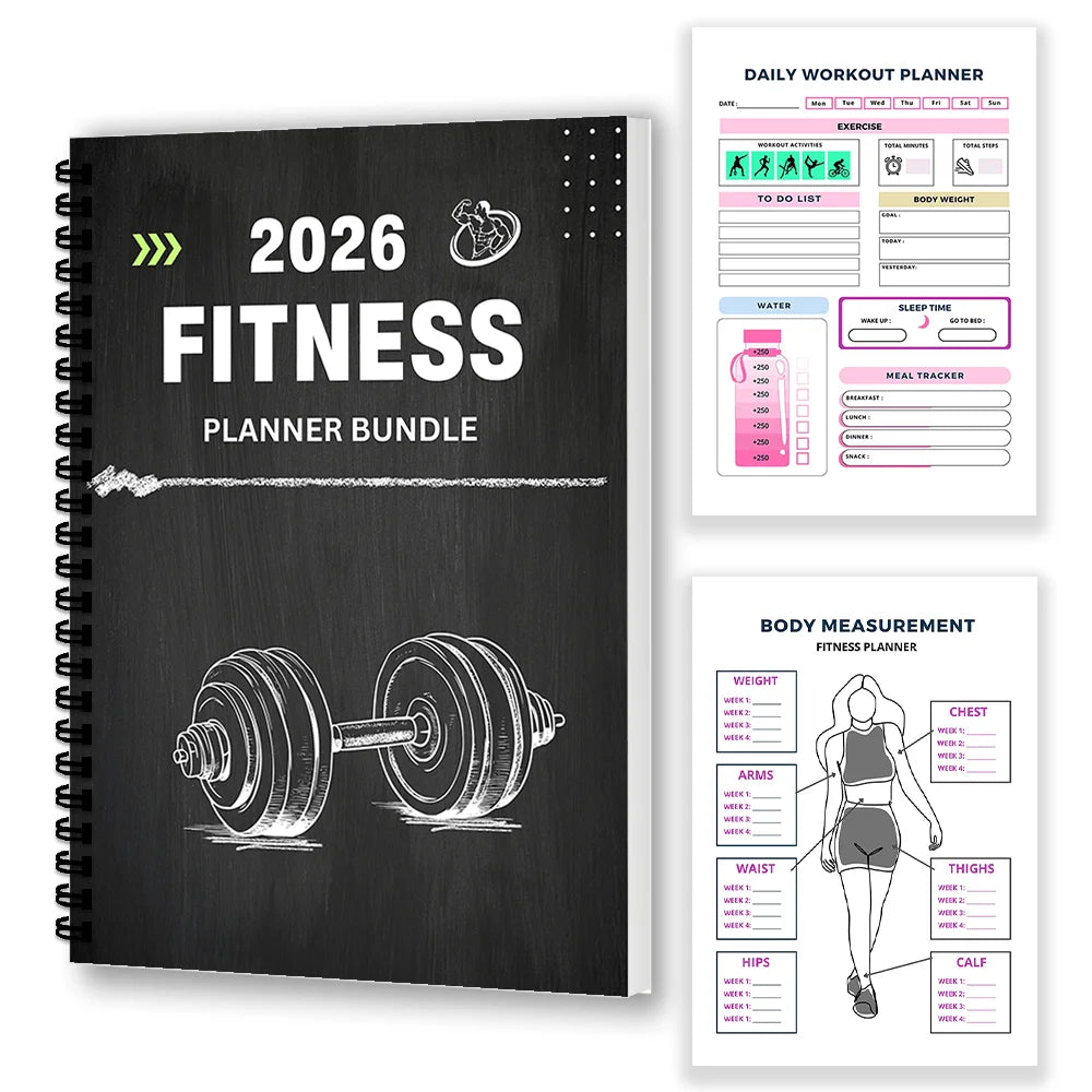 1PC Fitness Planner Bundle-Fitness Journal Workout Log Book Bundle – Fitness Plan Book - Schedule-Daily Fitness Planners