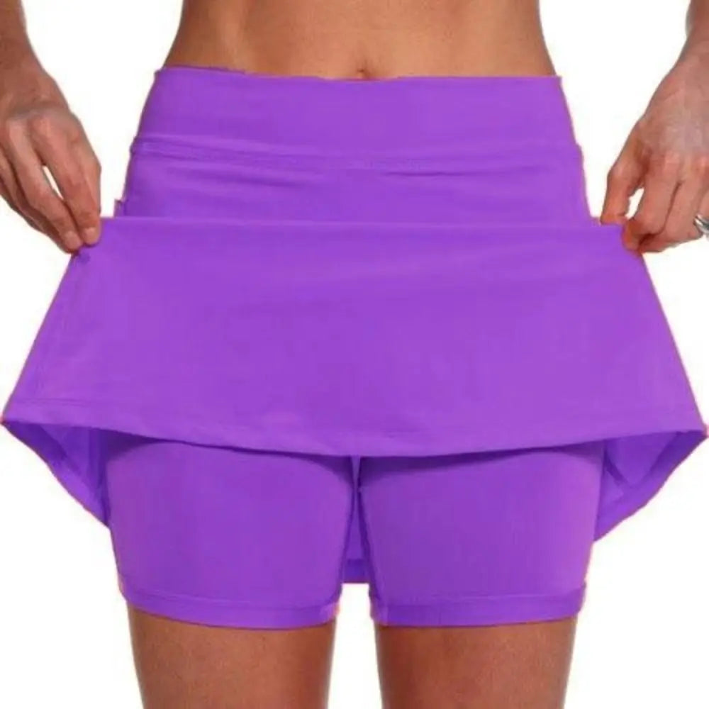 Fitness Sports Skirt Shorts High Waist Breathable Running Tennis Golf Shorts with Pockets Casual Slim Knee-Length Bottoms