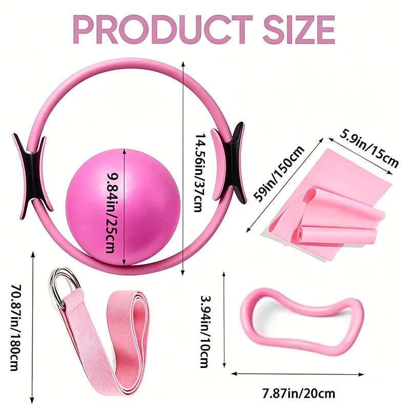 New Pilates fitness ball and fitness ring set, Pilates fitness ring, elastic band exercise, aerobic fitness equipment, core trai