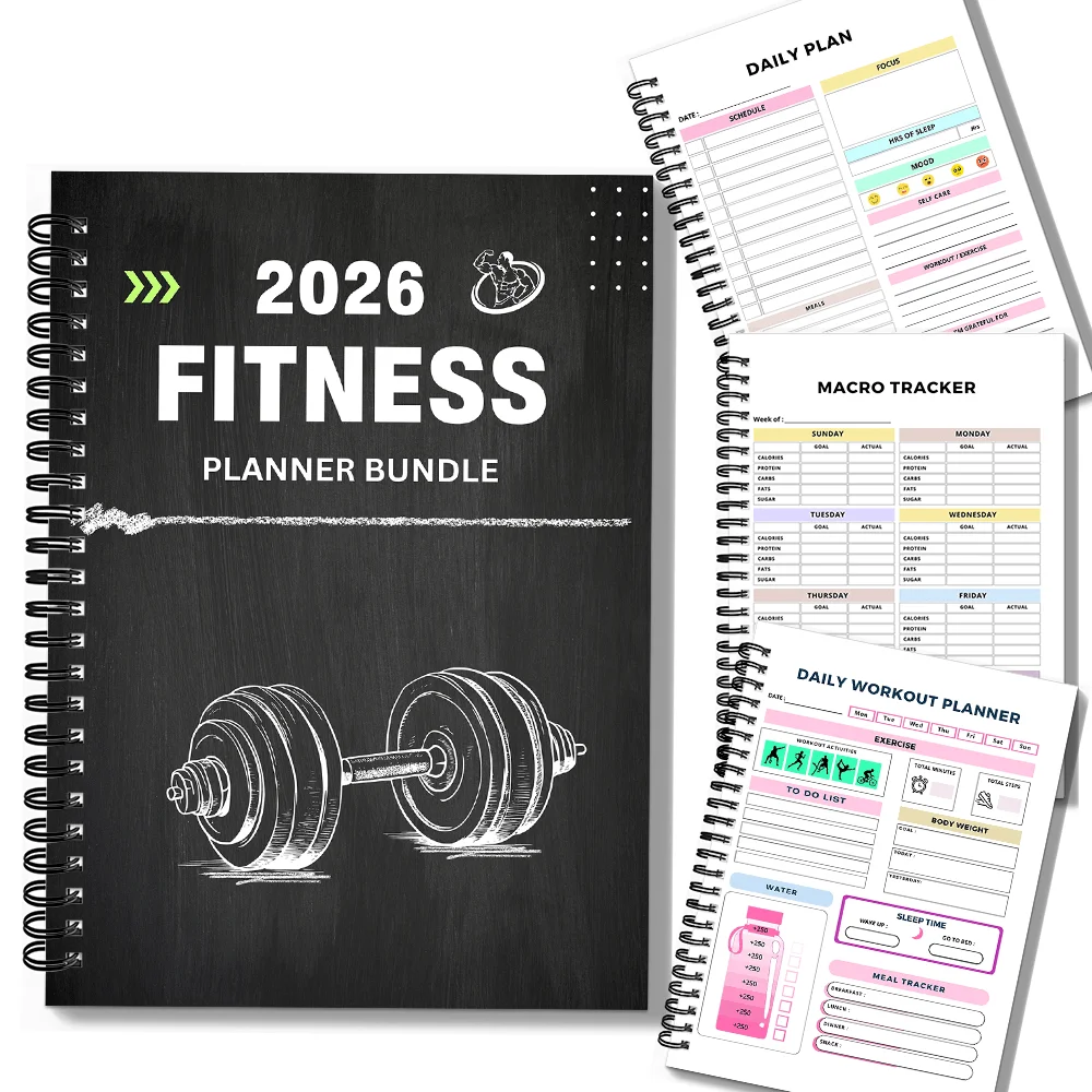 1PC Fitness Planner Bundle-Fitness Journal Workout Log Book Bundle – Fitness Plan Book - Schedule-Daily Fitness Planners