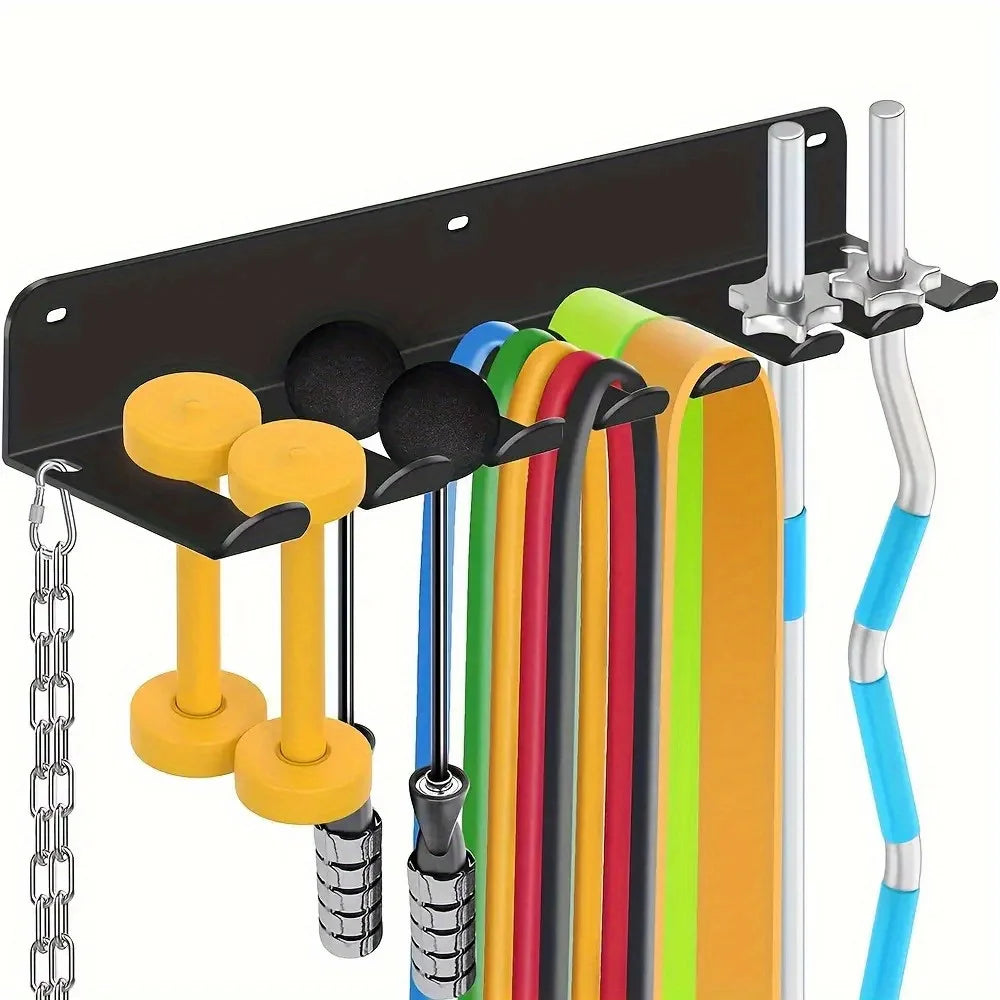 [Fitness Equipment Organizer] Multifunctional Black Iron Wall-Mounted Fitness Equipment Organizer - Perfect Gift for Home Gym