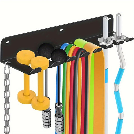 [Fitness Equipment Organizer] Multifunctional Black Iron Wall-Mounted Fitness Equipment Organizer - Perfect Gift for Home Gym