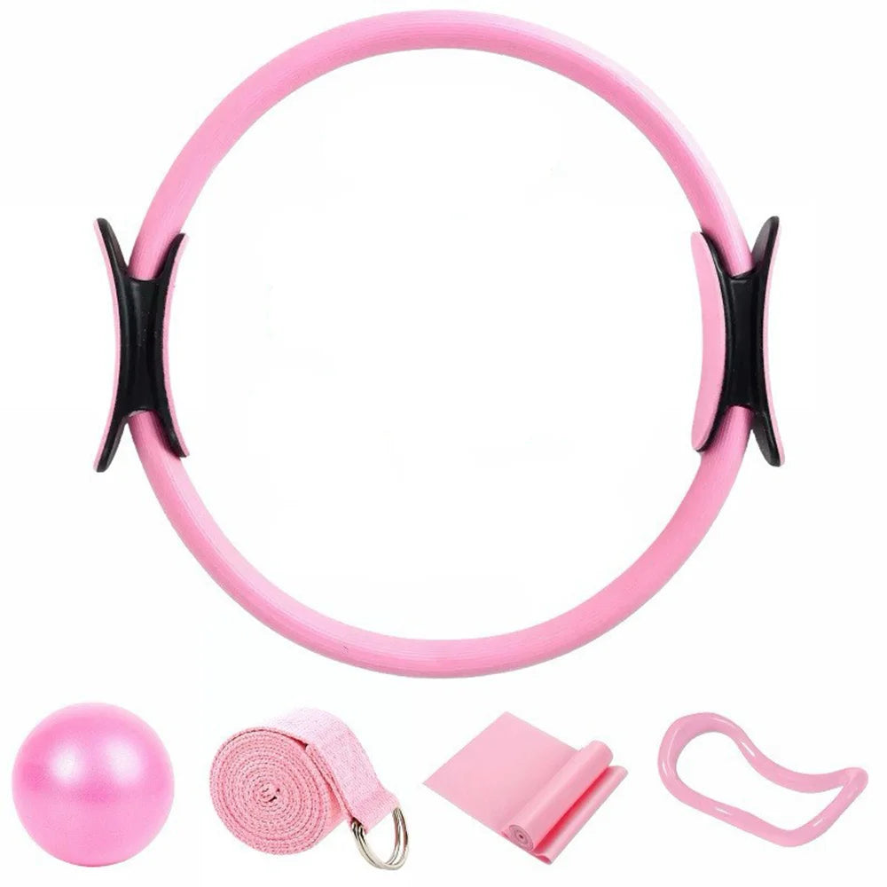New Pilates fitness ball and fitness ring set, Pilates fitness ring, elastic band exercise, aerobic fitness equipment, core trai
